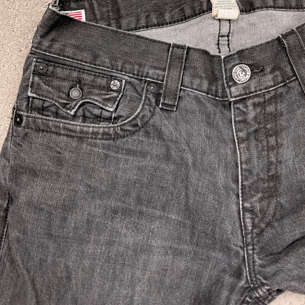 True Religion Ricky Jeans‎ Mens 34 Black Good Fade Horseshoe Straight Grunge USA